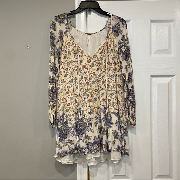 Free People Lucky Loosey Dress Honeysuckle Combo Floral Tunic Boho Small Womens - Picture 1 of 15